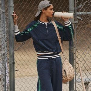 Free People From Here to There Workout/Running Set in Green and Navy